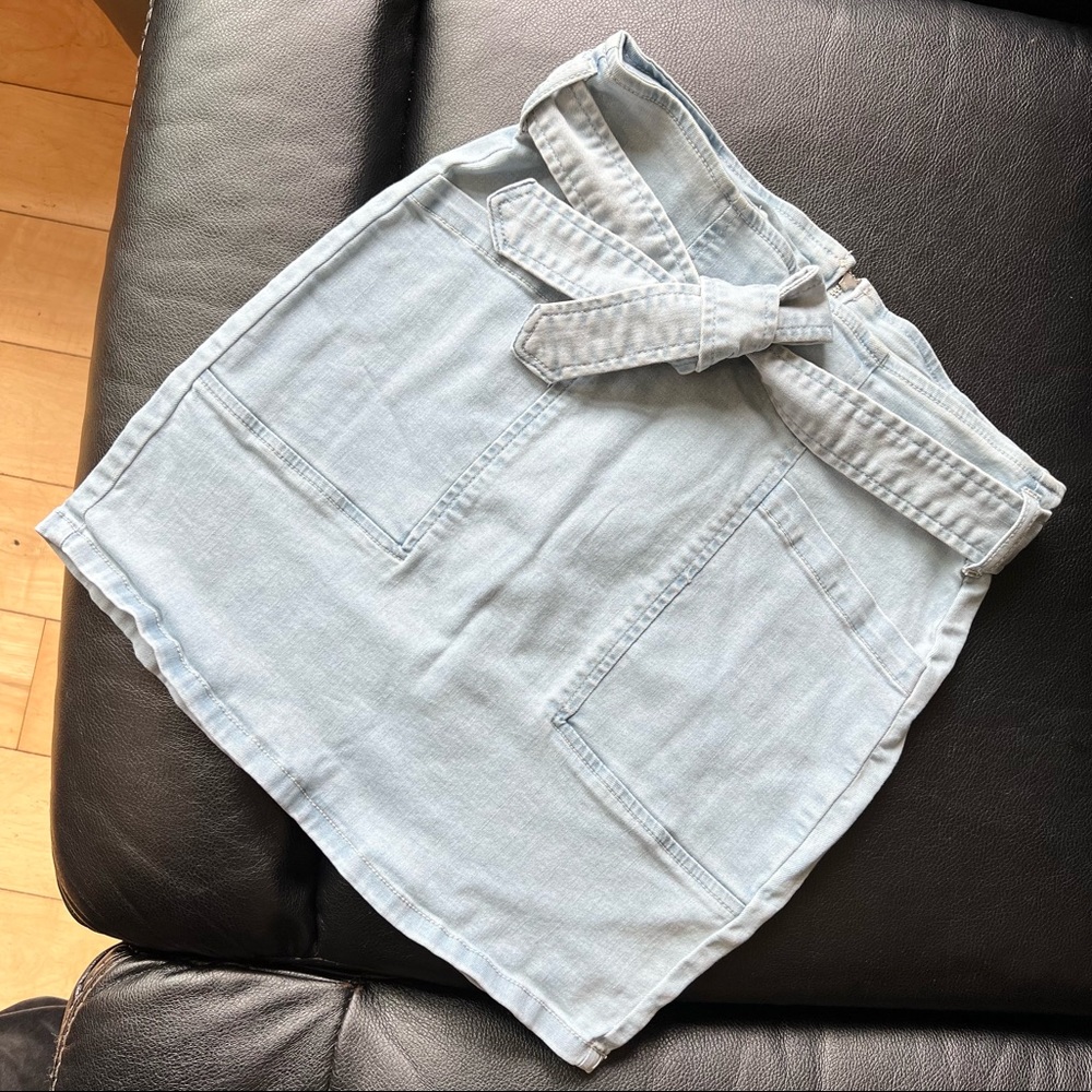 Forever 21 Denim Chambray Paperbag Mini Skirt